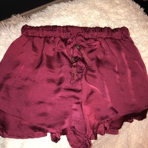 Maroon silky shorts size M